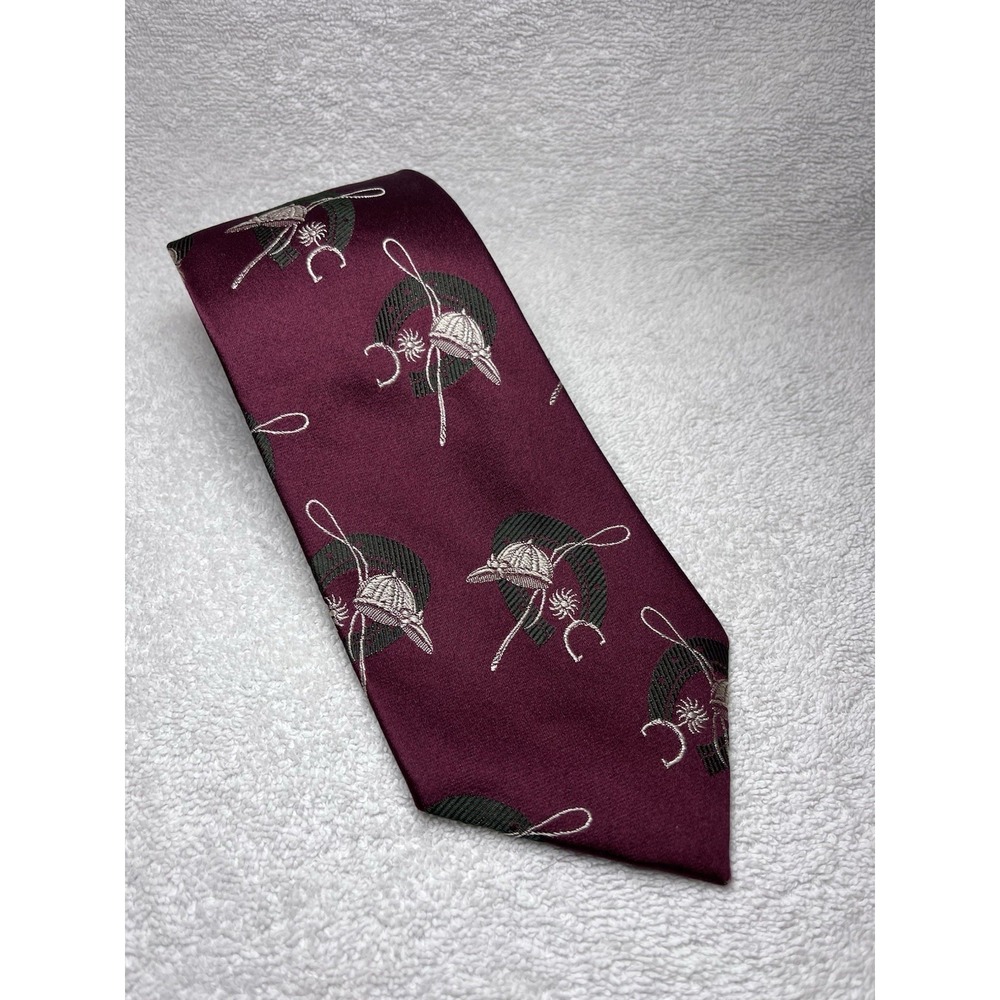 Vtg Polo Ralph Lauren Tie Horse Equestrian Silk Necktie Made By Hand USA Preppy